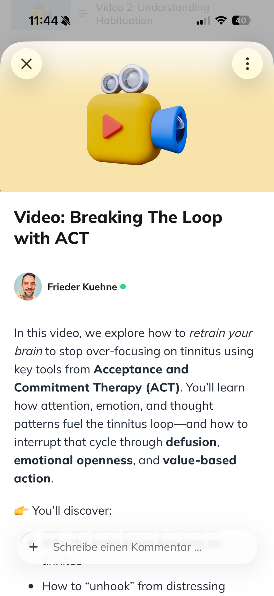 Breaking the Loop with ACT video lesson inside MyTinnitus Club