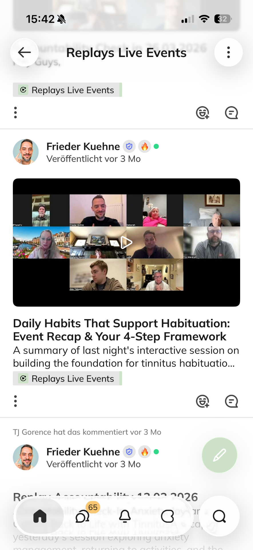 Replays of live group coaching sessions